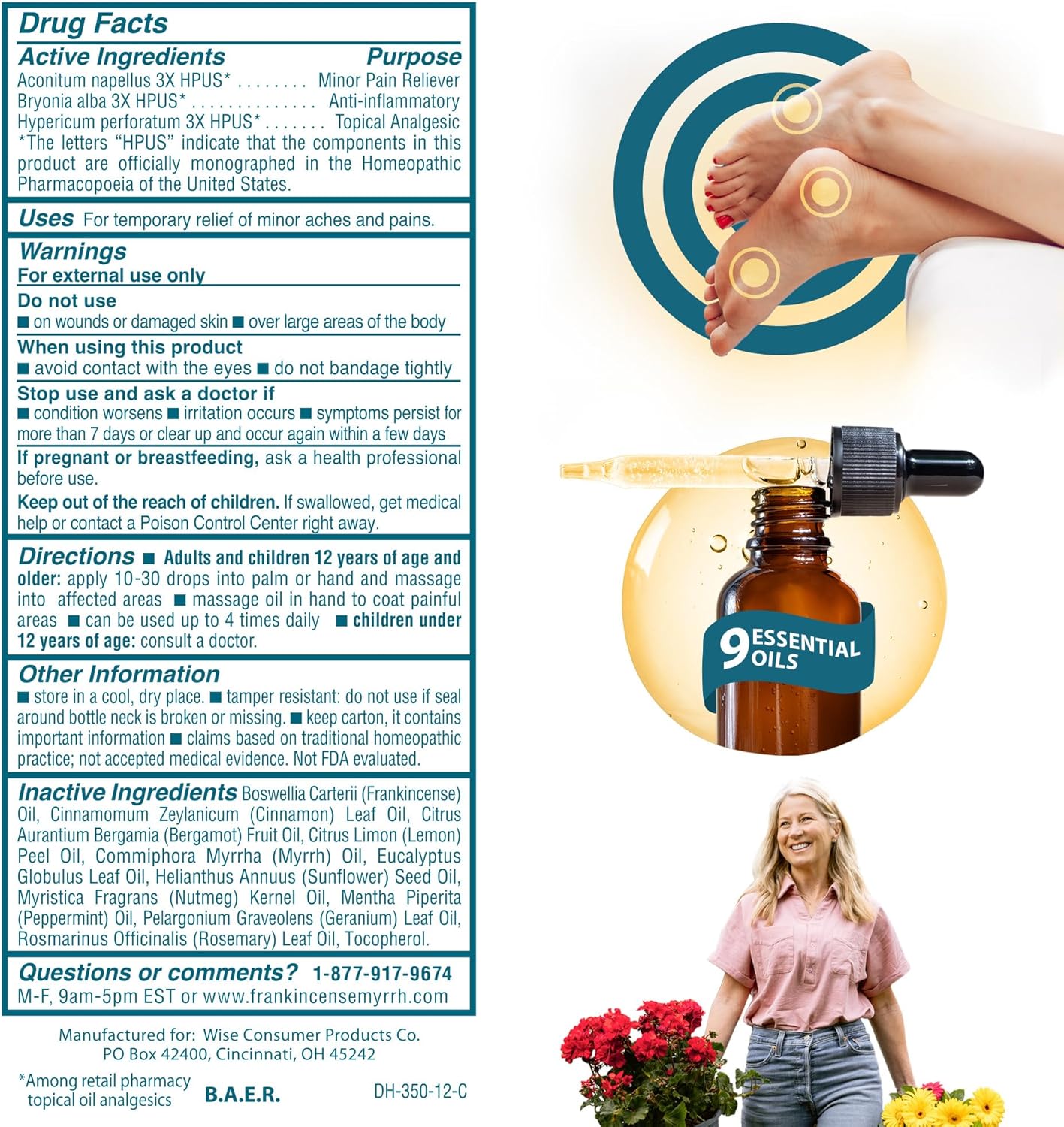 Frankincense & Myrrh Nerve and Foot Pain Relief Rubbing Oil, 2 Fl. Oz. U40934