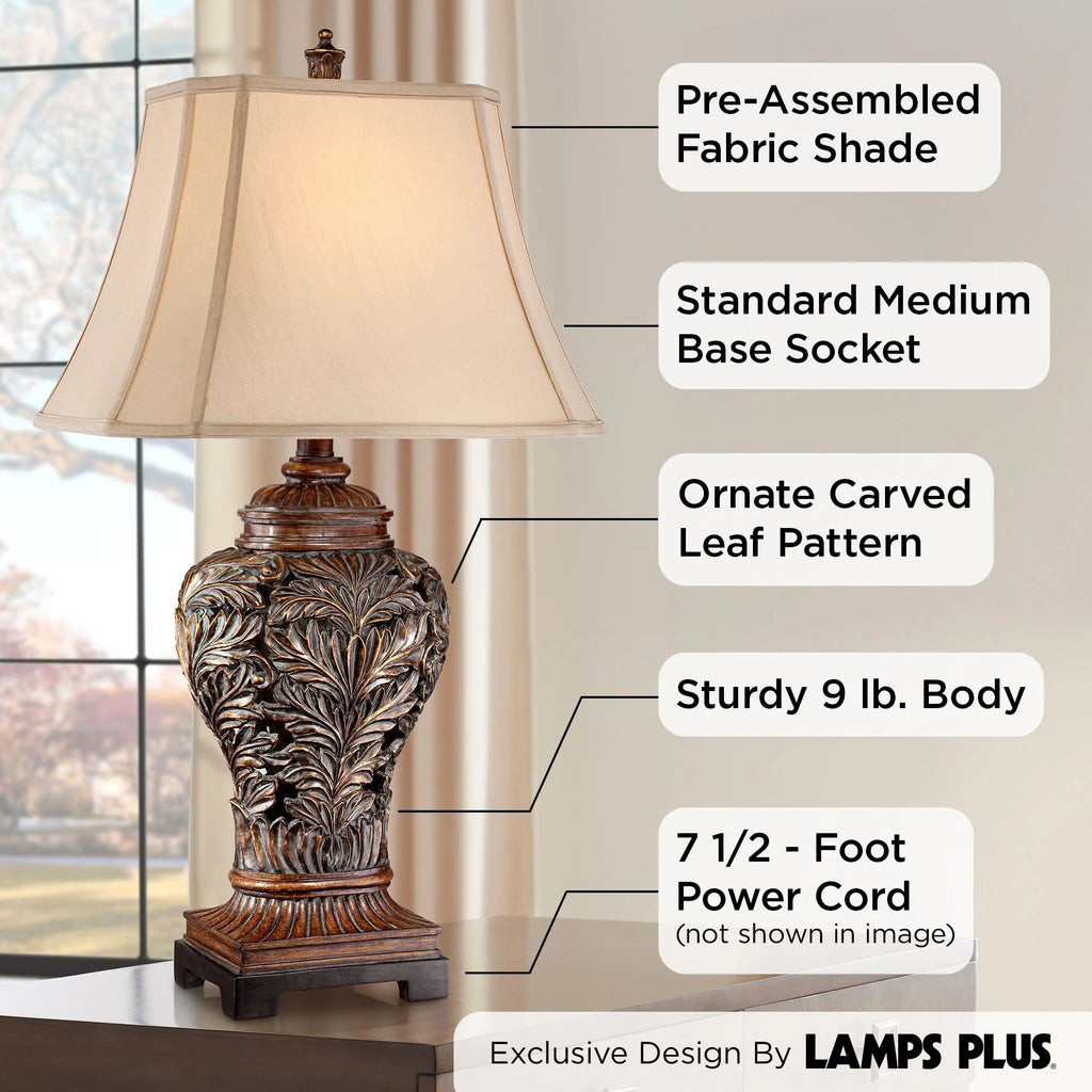 Barnes and Ivy Traditional Table Lamps 32.5" Set of 2 Bronze W123