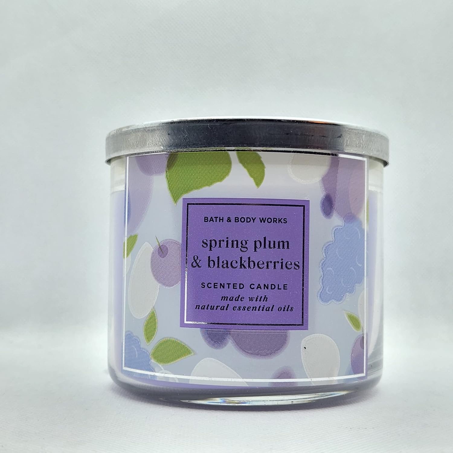 Bath & Body Works, White Barn 3-Wick Candle w/Essential Oils - 14.5 oz - 2022 Spring Scents! (Spring Plum & Berries)