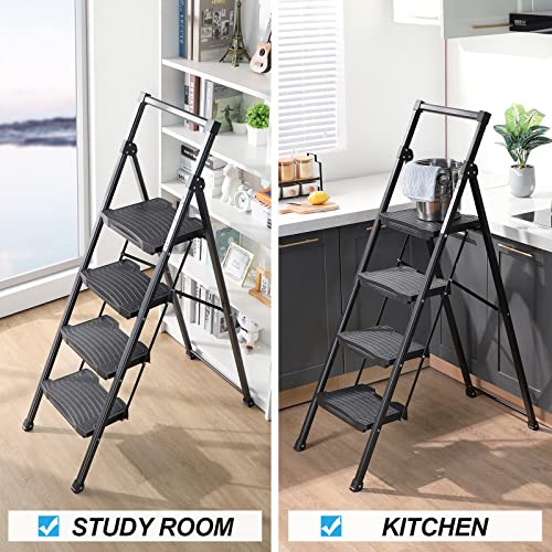 KINGRACK 5 Step Ladder with Tool Platform, Folding Steel with Handrail N1694