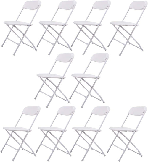 10-Pack Plastic Folding Chair Stackable Wedding Party Events Commercial Chair for Indoor＆Outdoor, White