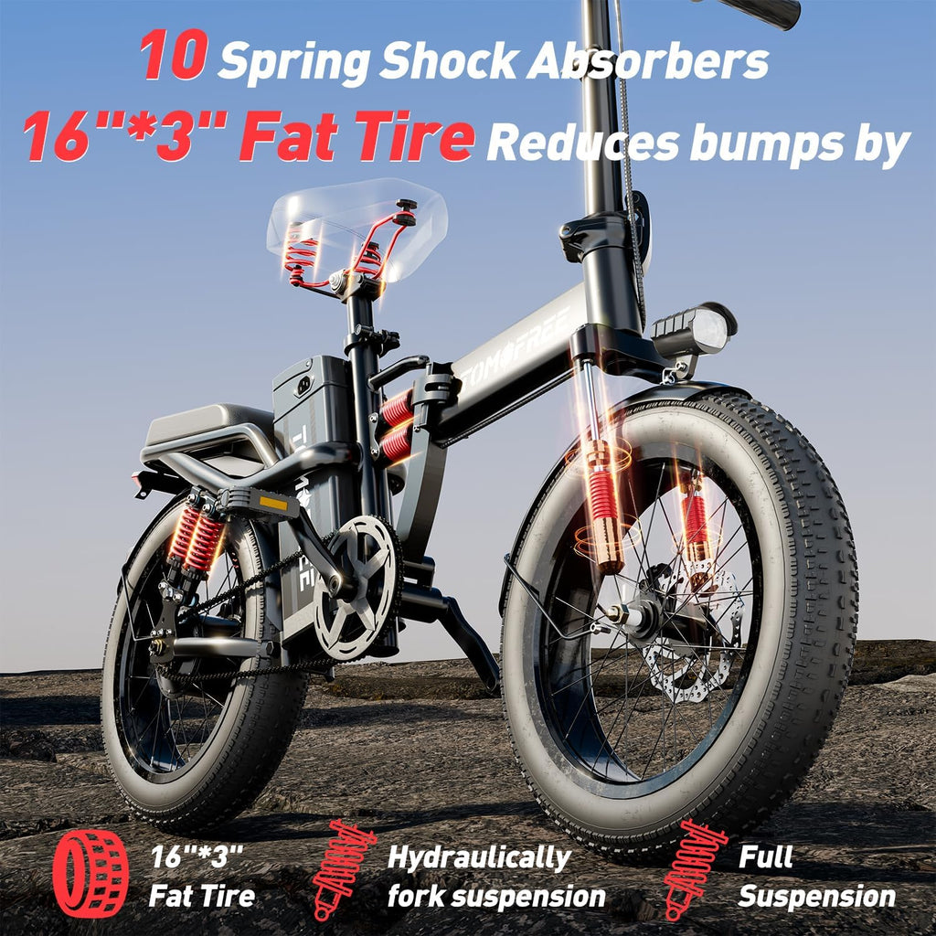 T1 Electric Bike for Adults, 1200W Motor, 40 Miles Range, 16" Tire, Step-Thru A8860