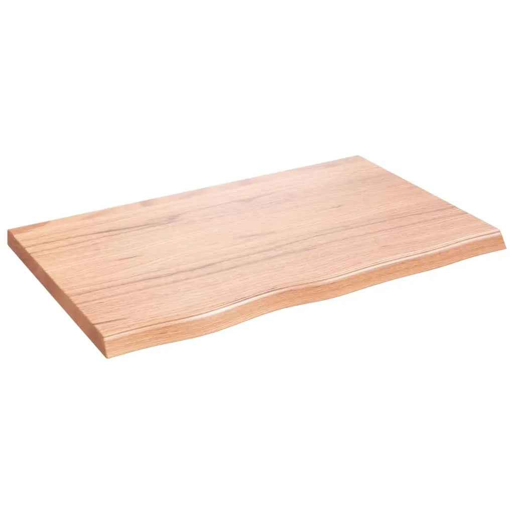 Tomshoo Wall Shelf Light Brown Oak Wood, Rustic Style Storage Solution, Handmade with Live Edge
