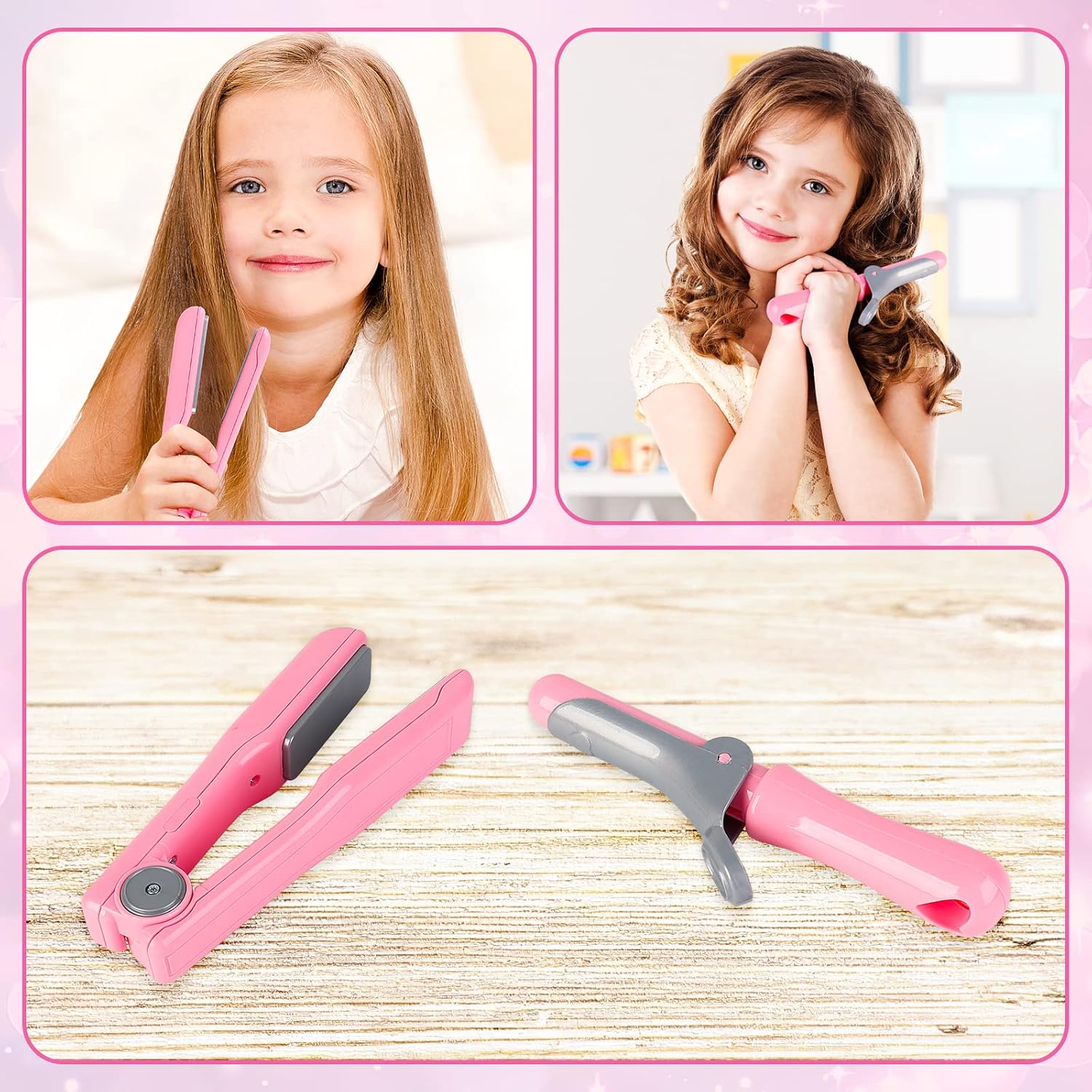 deAO Girls Beauty Salon Set 35pcs Kids Pretend Play Makeup with Hairdryer, Mirror, Curling Iron Q956