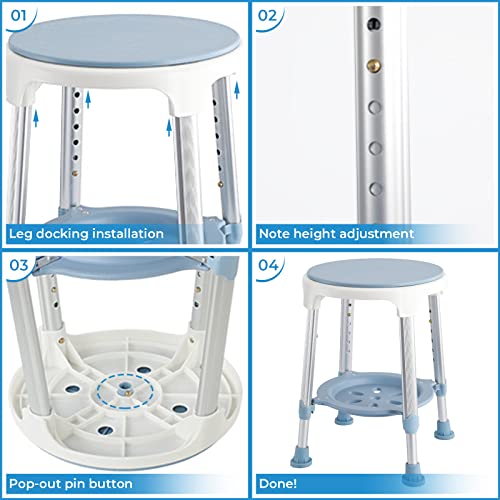 Swivel Shower Stool for Seniors, Adjustable Round Bath Seat, 350LB Capacity D3131