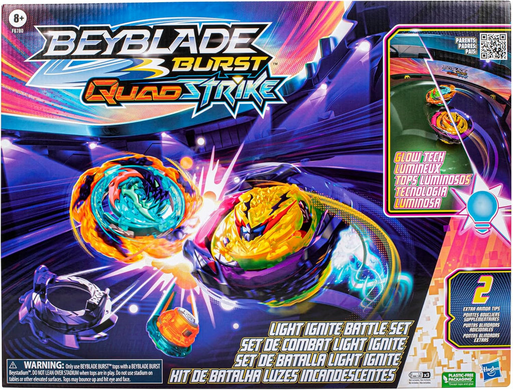 BEYBLADE Burst QuadStrike Light Ignite Battle Set Stadium with 2 Tops and 2 Launchers Y56778