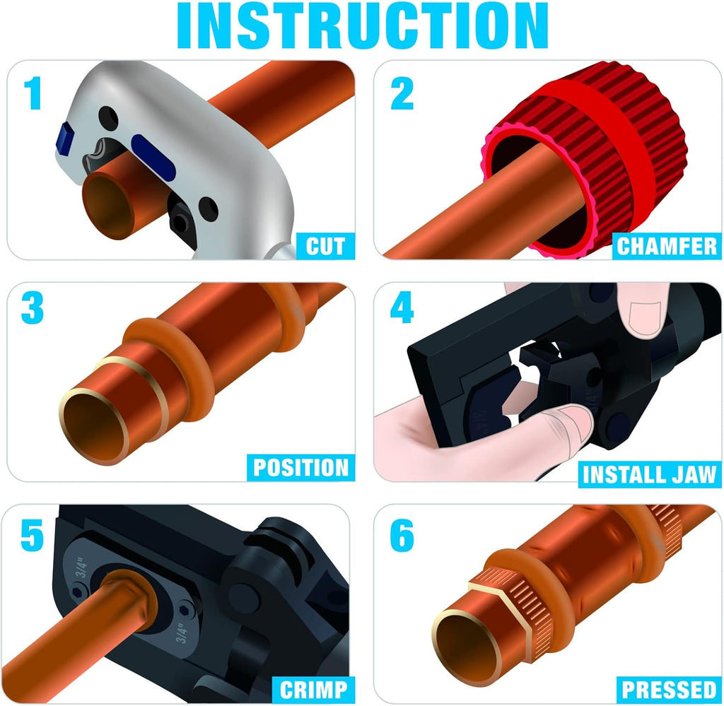 iCrimp Hydraulic Copper Tubing Press Tool Kit for 1/2-in, 3/4-in, 1-in Fittings Z41219