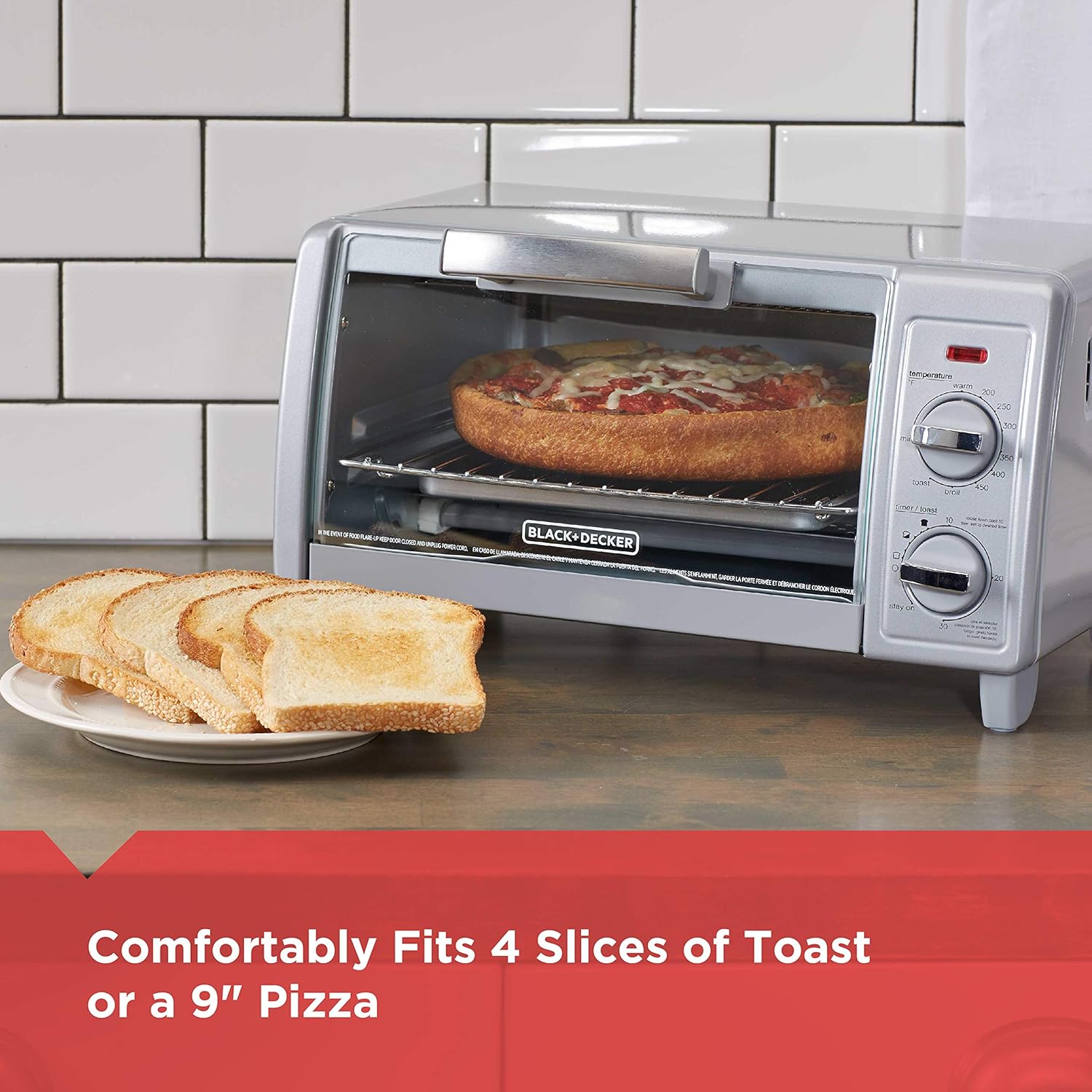 BLACK+DECKER TO1705SG 4-Slice Toaster Oven, Stainless Steel L5950