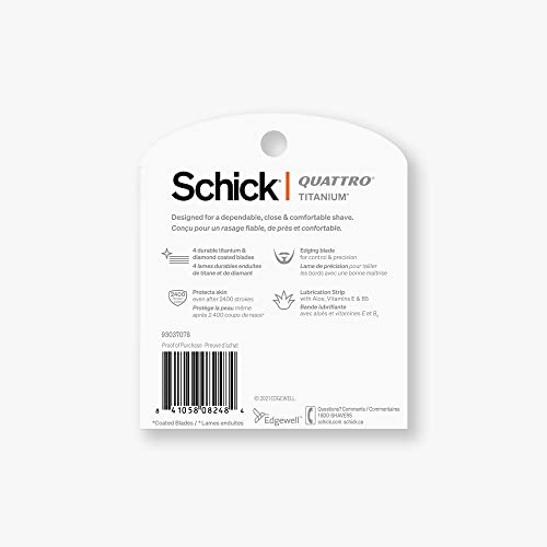 Schick Quattro Titanium Refills, Men’s Razor Refills, 6 Count Z601707