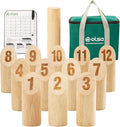 OLSA Wooden Throwing Game Set, Numbered Block Tossing Game with Scoreboard & Carry Bag-Outdoor Backyard Lawn Game for Kids Adults Family