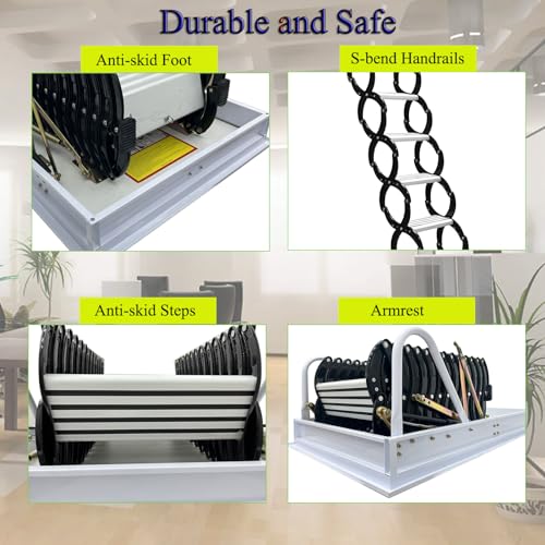 TECHTONGDA Attic Ladder 13 Steps Telescoping Pull Down Loft Stair E410891