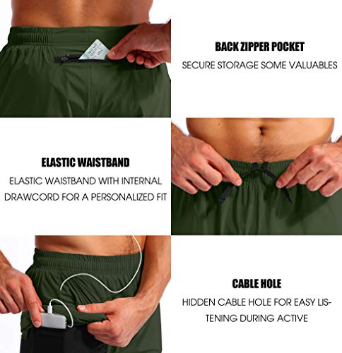 Pudolla Men’s 2 in 1 Running Shorts 5" Quick Dry with Phone Pockets U730