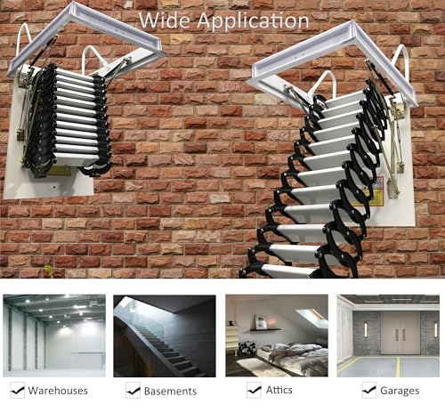 TECHTONGDA Attic Ladder 13 Steps Telescoping Pull Down Loft Stair E410891