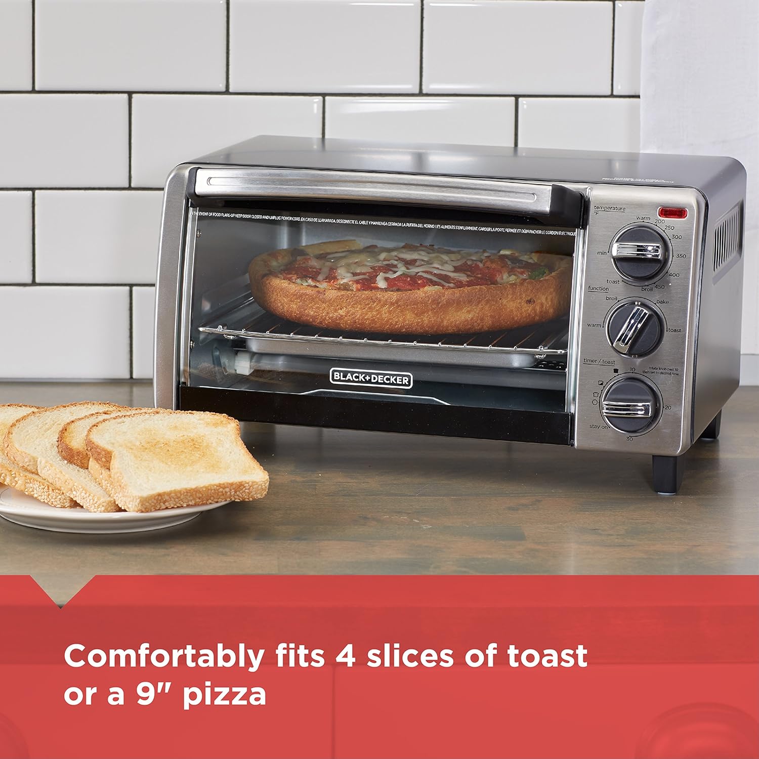 BLACK+DECKER TO1750SB 4-Slice Toaster Oven, Stainless Steel S86551