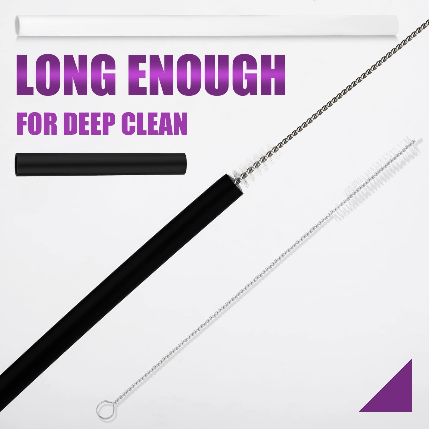 Replacement Straws for Owala FreeSip 24oz, 6pcs with Cleaning Brush, Black and White X136