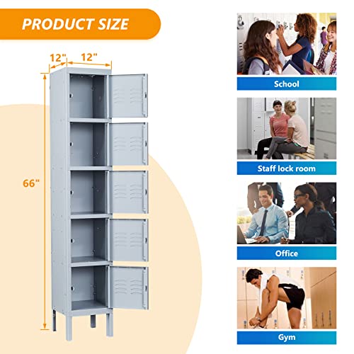 STANI Metal Locker with Lock, Tall Steel Storage Cabinet for Home, Gym, Office N537906