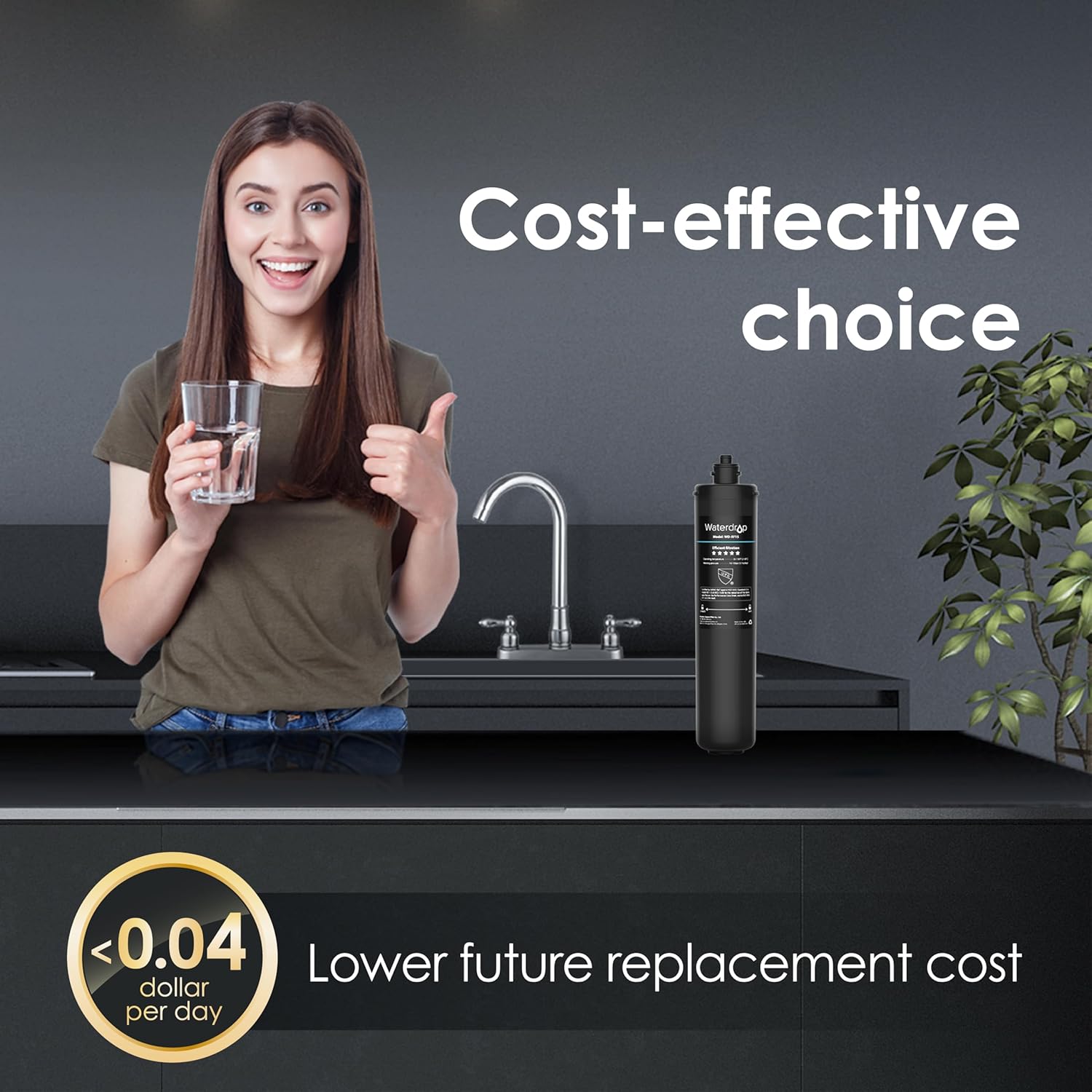 Waterdrop 15UA Under Sink Water Filter System with RF15 Replacement Cartridge V64936