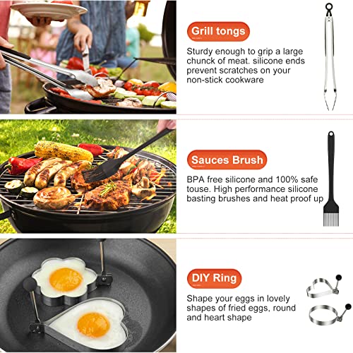Blackstone Griddle Accessories Kit, 14pcs Flat Top Grill Set with Spatulas and Scraper H96689