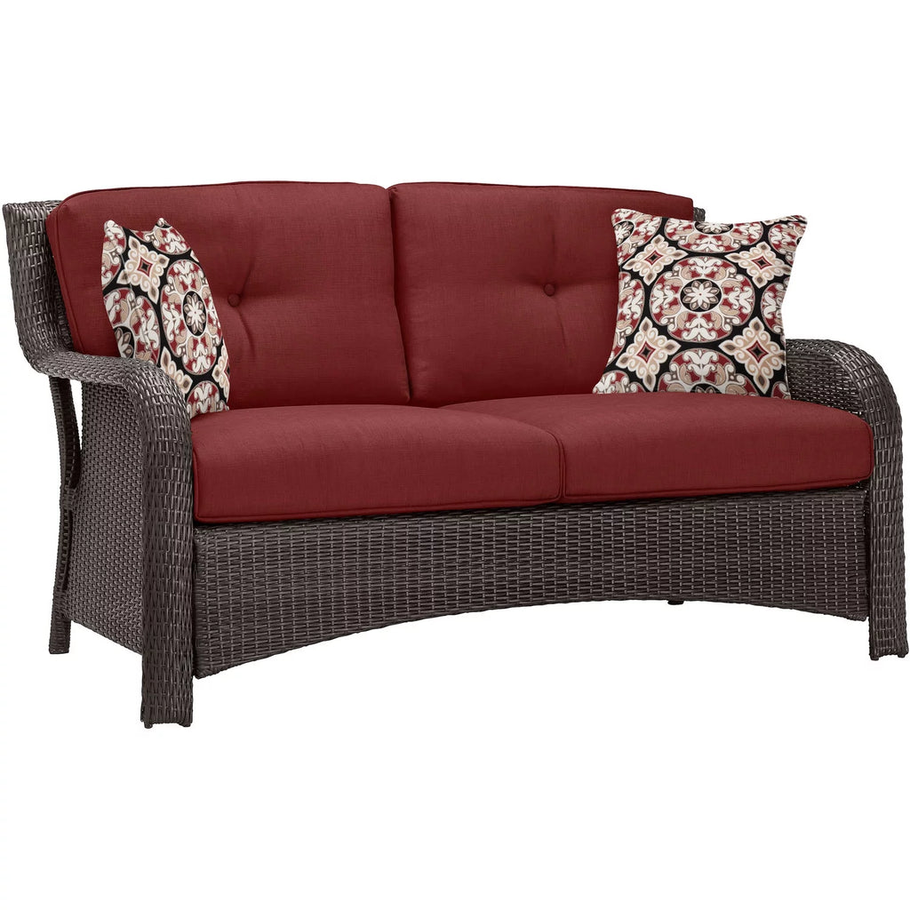 Hanover Strathmere 6-Piece Wicker Outdoor Conversation Set, Crimson Red P6254