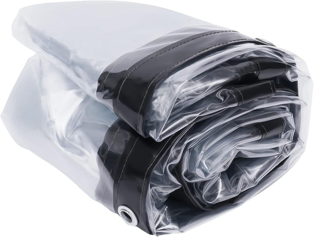 8×20FT Clear PVC Tarp Curtain Waterproof Heavy Duty Patio Enclosure J302