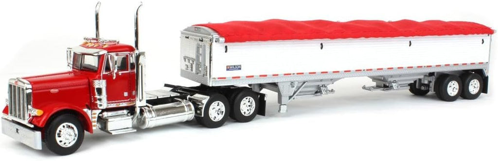 1/64 Red Peterbilt 379 Day Cab with White Wilson Pacesetter Grain Trailer 60-1765