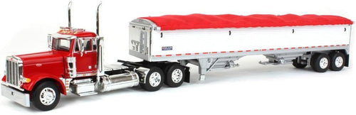 1/64 Red Peterbilt 379 Day Cab with White Wilson Pacesetter Grain Trailer 60-1765
