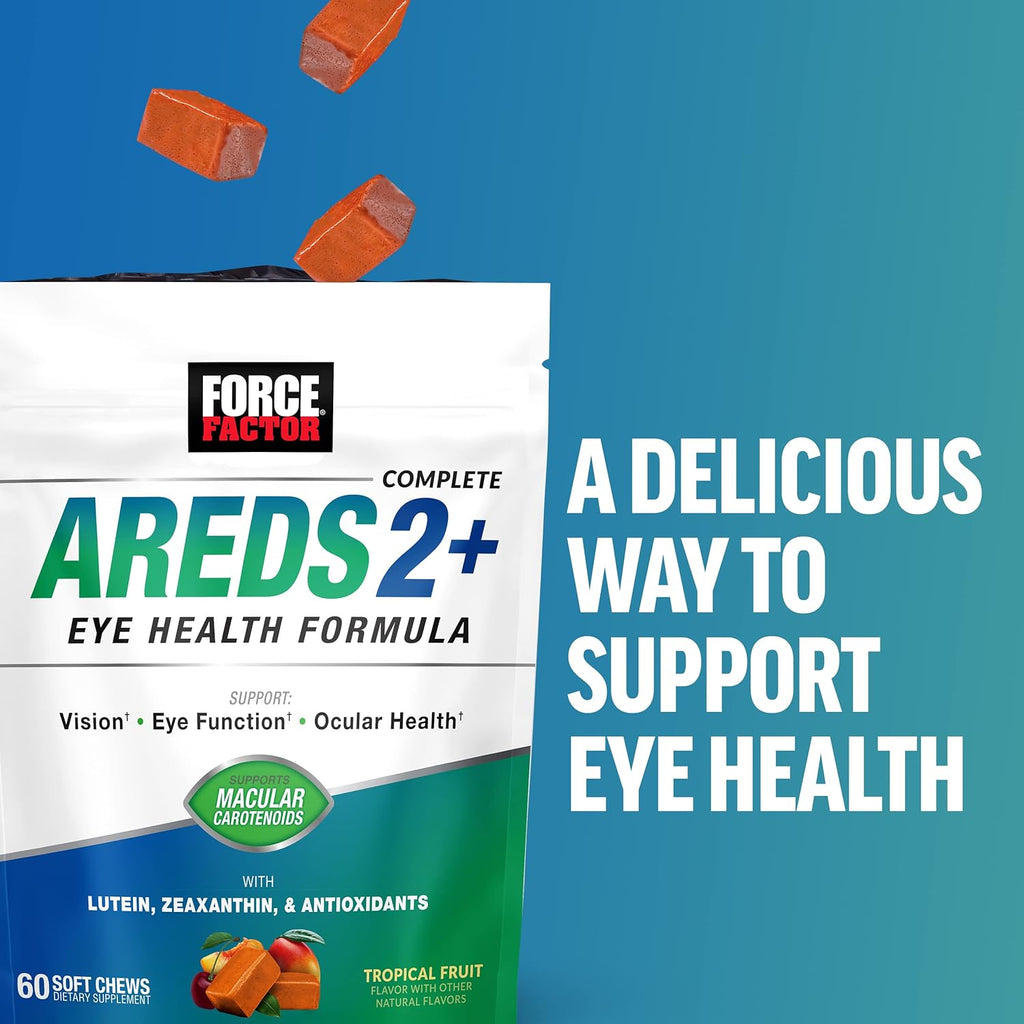 FORCE FACTOR AREDS2+ Eye Vitamins with Lutein & Zeaxanthin, Tropical Punch, 60 Soft Chews M698555
