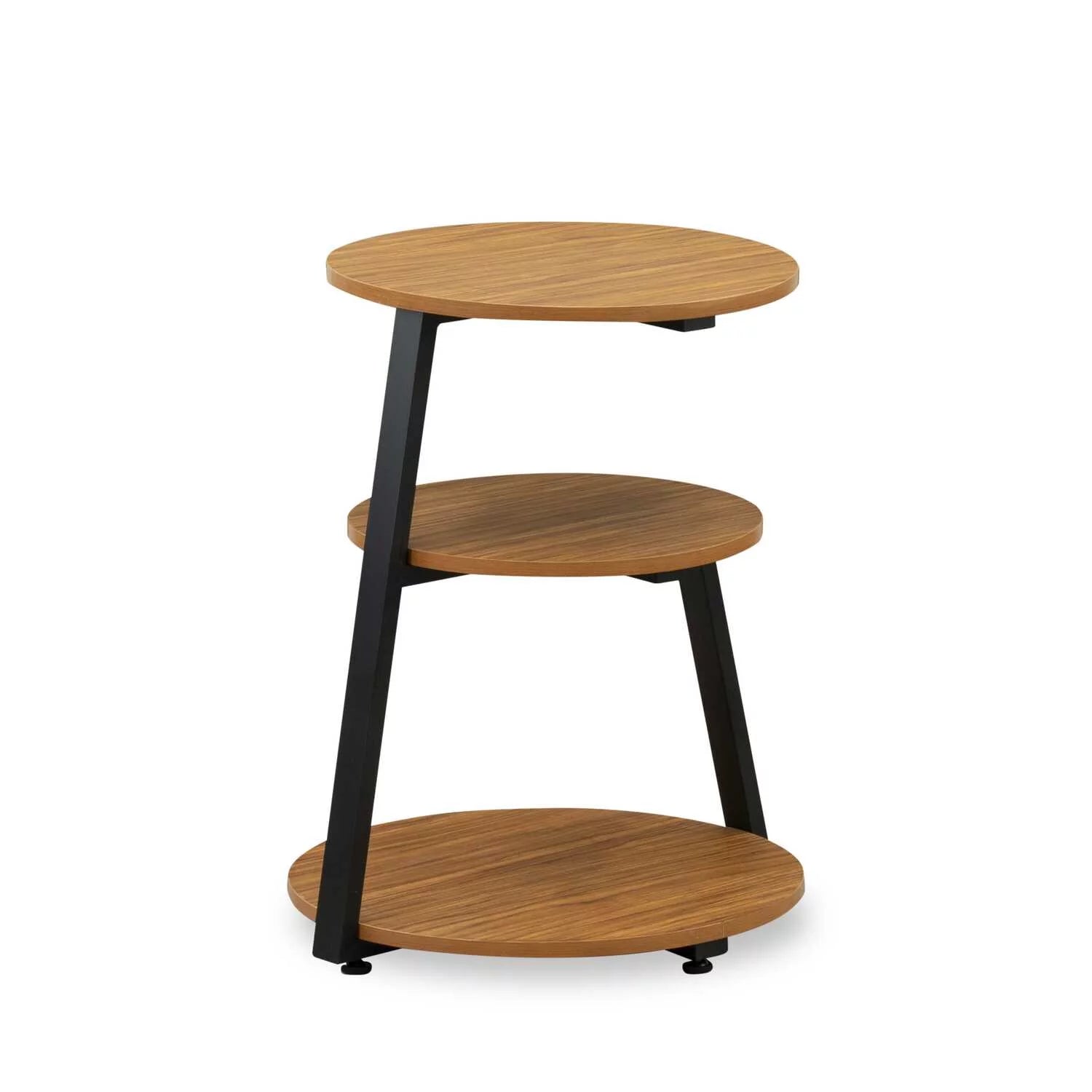 East West Furniture Driscoll Round Wooden and Metal End Table, Black/Oak D356932