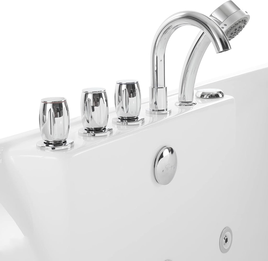 Empava 67 Inch Freestanding Whirlpool Bathtub with 8 Jets, White H67632