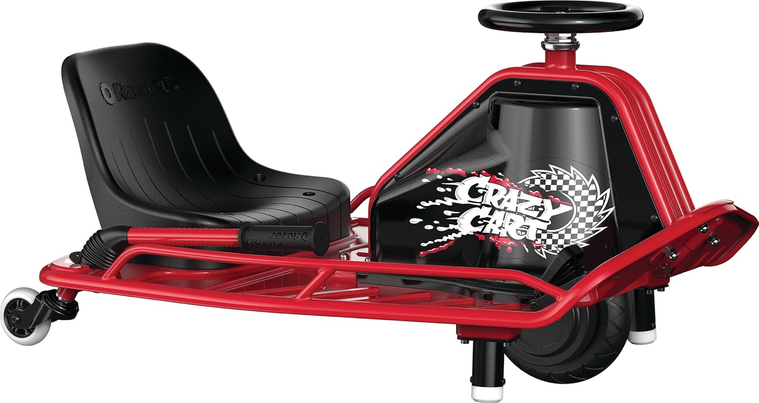 Razor Crazy Cart 24V Electric Drifting Go Kart, Black/Red Q670995