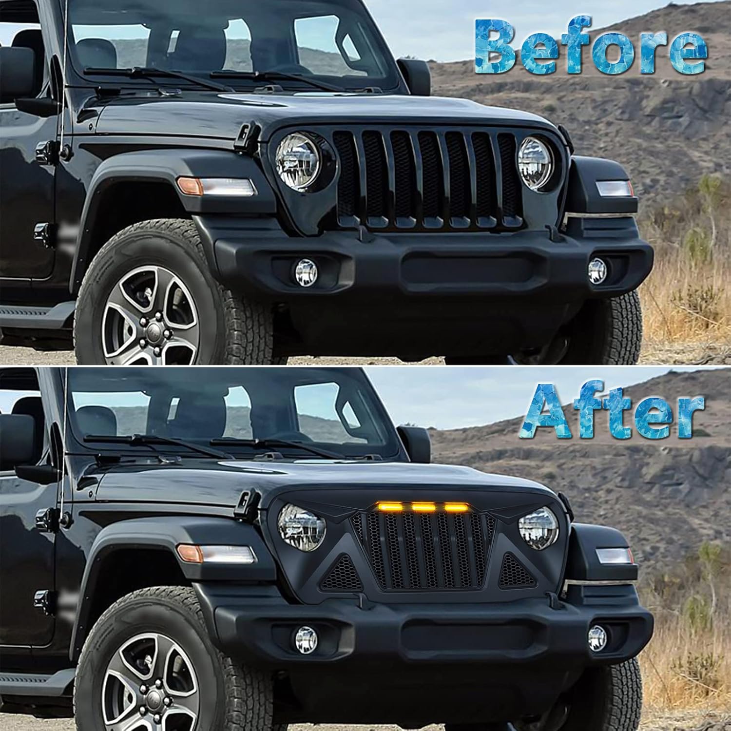 Front Grille with Amber LED Lights for Jeep Wrangler JL & Gladiator JT W755173