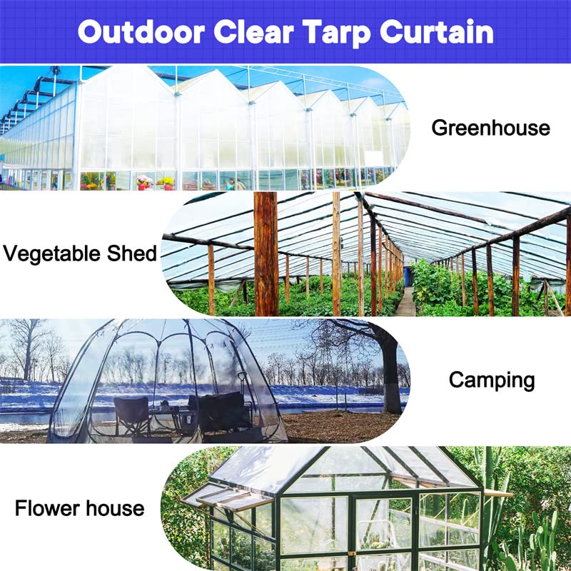 Outdoor Clear Vinyl Tarp 20 Mil 8x8 FT Waterproof with Metal Grommets P342
