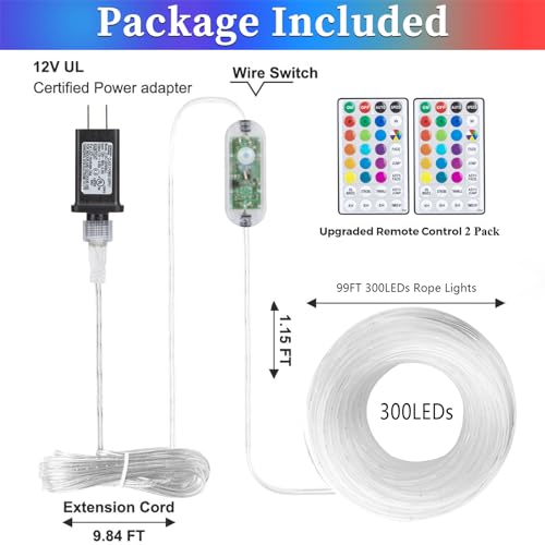 Solar Outdoor Rope Lights 66ft 200LEDs Waterproof for Garden Decor K4283