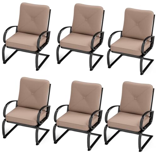 MFSTUDIO 2PCS Patio Bistro Dining Spring Motion Chairs Outdoor Furniture for Backyard, Garden with Removable Cushion Seat, Metal Frame, Red