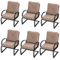 MFSTUDIO 2PCS Patio Bistro Dining Spring Motion Chairs Outdoor Furniture for Backyard, Garden with Removable Cushion Seat, Metal Frame, Red