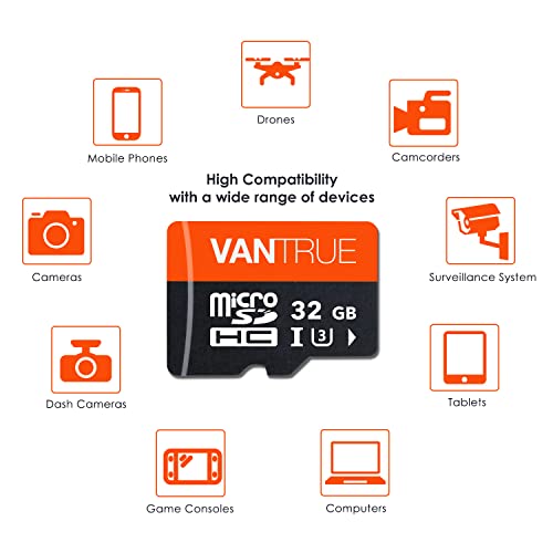 Vantrue 256GB microSDXC UHS-I U3 4K Video Monitoring SD Card with Adapter for Dash Cams B2088