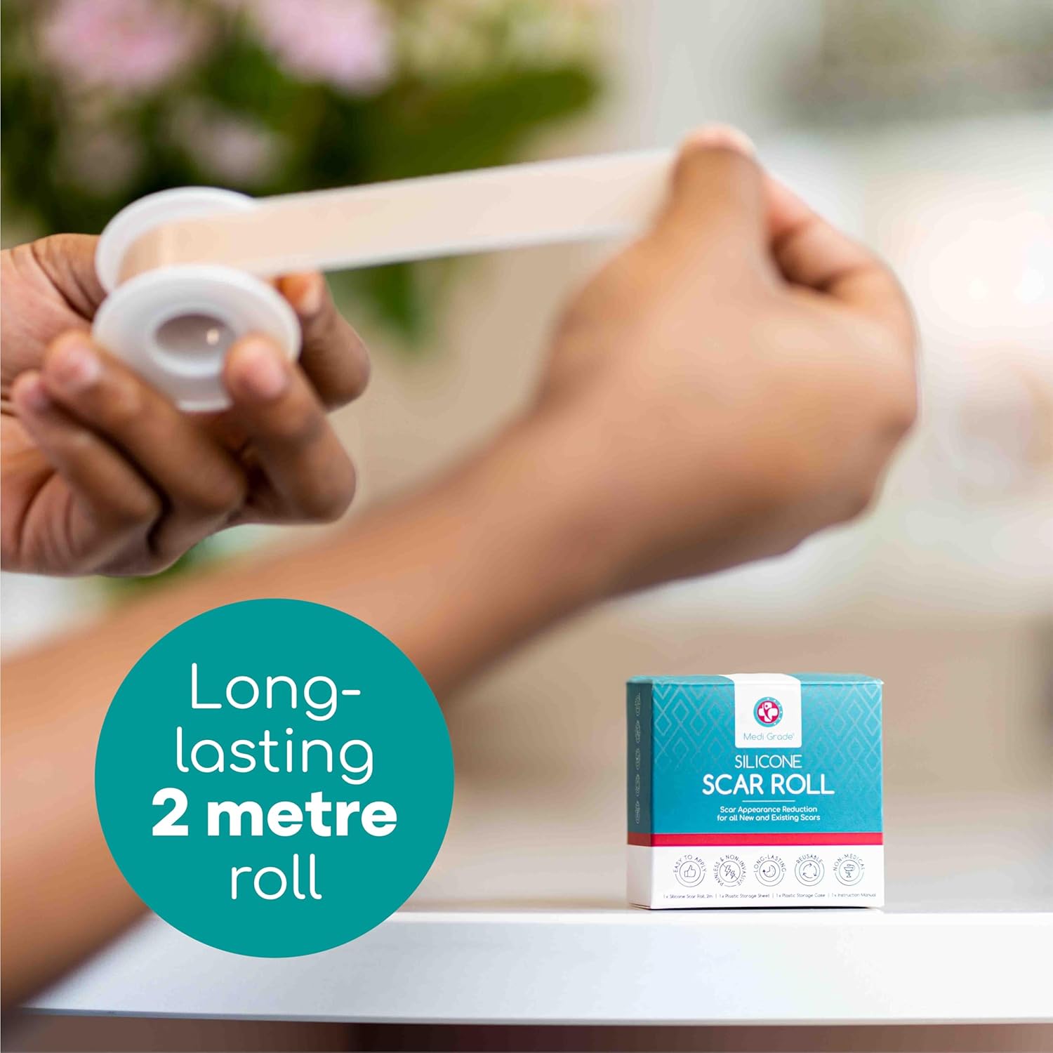 Medi Grade Silicone Scar Sheets, 80 Inches Long, Reusable with Storage Case C2293