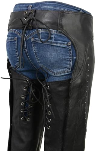 Milwaukee Leather Chaps ML1186 Women Black Low-Rise Motorcycle T3595