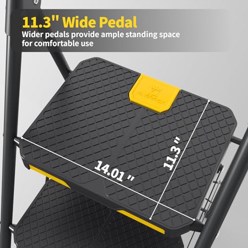 KINGRACK 5 Step Ladder with Tool Platform, Folding Steel Handrails, 800 LBS Capacity Y12186