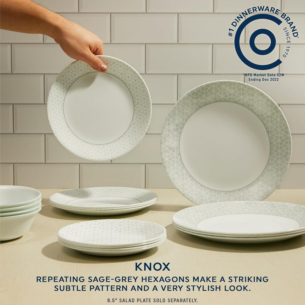 Corelle Vitrelle 18 Piece Glass Dinnerware Set, Service for 6, Chip Resistant T470