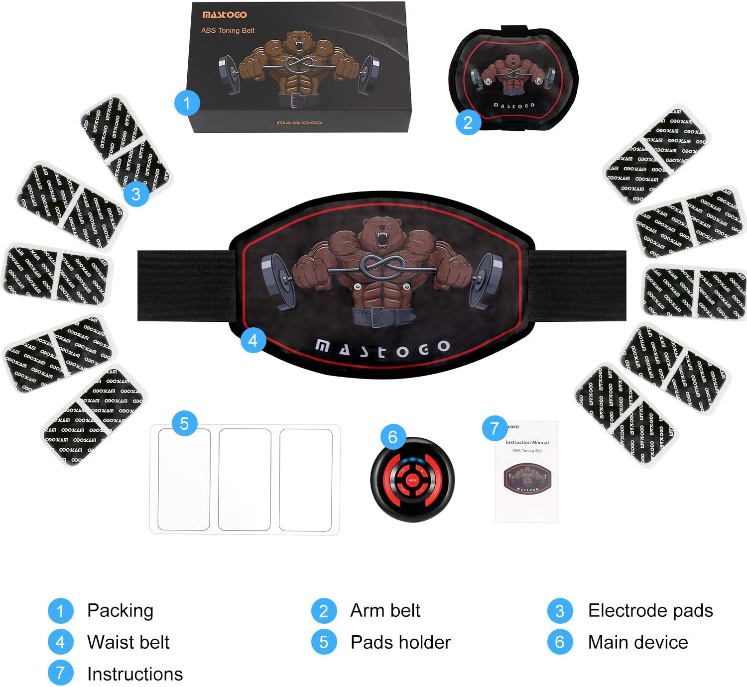 Electronic Abs Toning Training Belt - 9 Modes EMS Pulse Abdominal Muscle Stimulator H75331