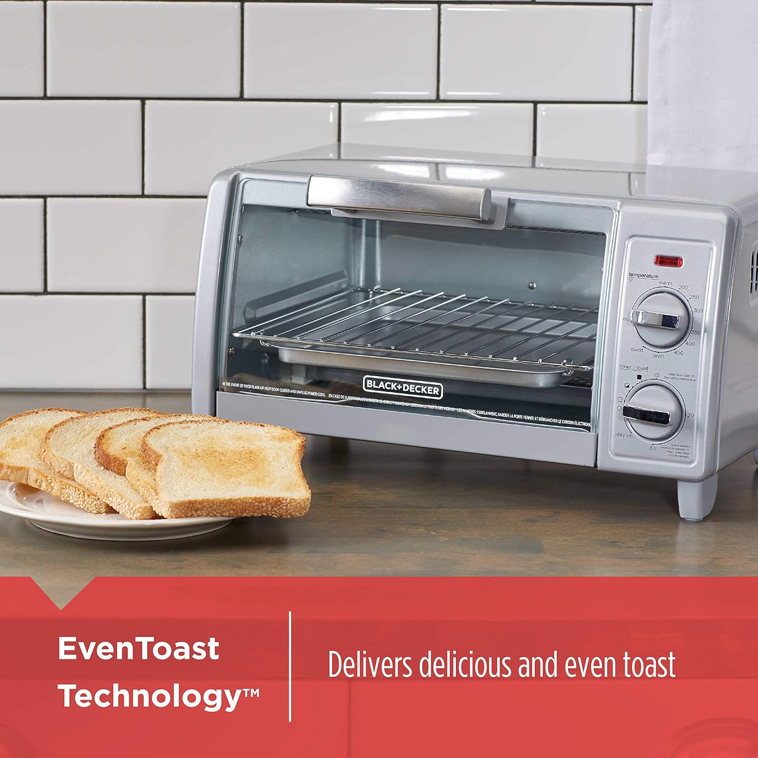 BLACK+DECKER TO1705SG 4-Slice Toaster Oven, Stainless Steel L5950