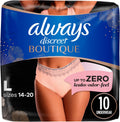 Always Discreet Boutique Incontinence Underwear for Women, Large, 10 Count (Packaging May Vary)
