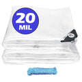 Outdoor Clear Tarps 20 Mil Heavy Duty, 8X8 FT Clear Vinyl Tarp Tarpaulin, Heavy-Duty Waterproof Clear PVC Tarp with Metal Grommets, Tear Resistant Cover for Garden, Balcony (8 x 8 FT)