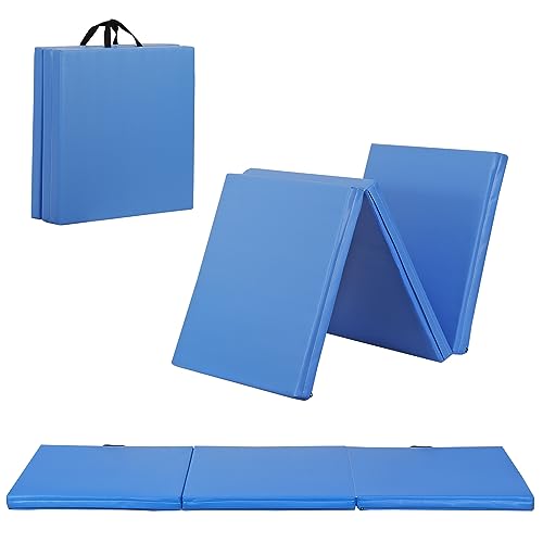 ZENY 2’’ Thick Tri-fold Folding Gym Exercise Mat Extra Thick Gymnastics MatTumbling Mat with Carrying Handles for Home Workout, Core Workouts, Stretching, MMA, Yoga