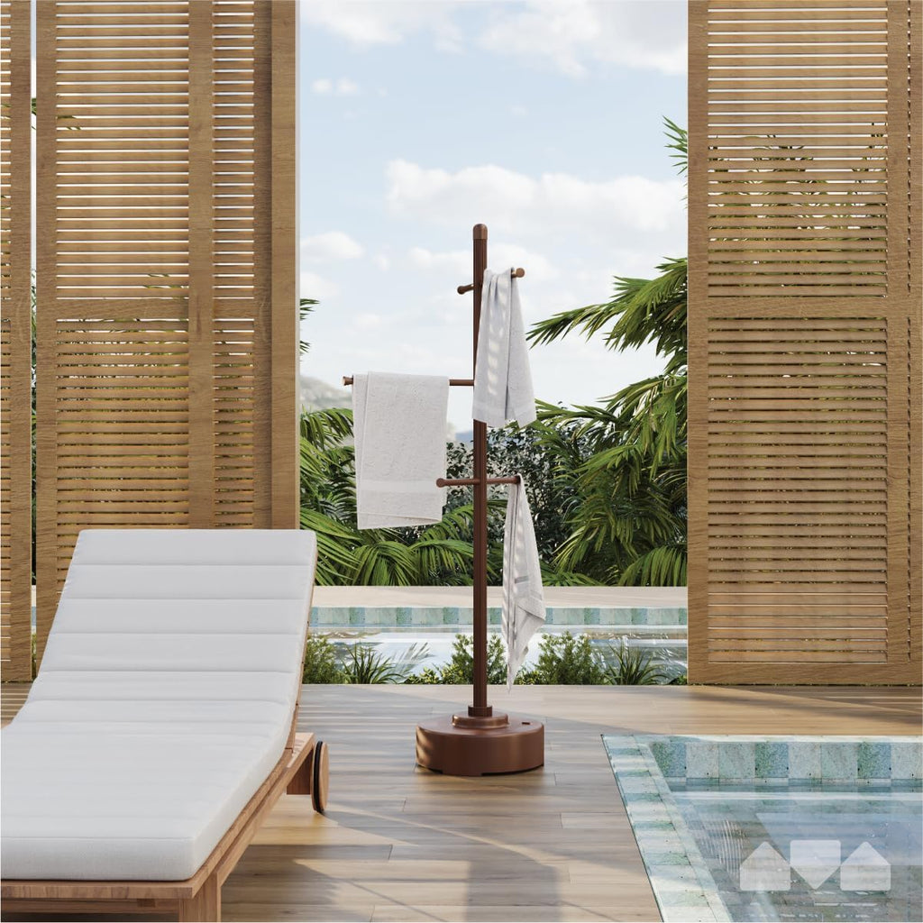 Milliard Pool Towel Rack Outdoor Freestanding Spa Towel Tree, Brown Y79354