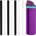 Replacement Straws for Owala FreeSip 24oz, 6pcs Reusable Plastic Straws with Cleaning Brush for Owala Flip Insulated Stainless Steel Water Bottle 24 oz, Tumbler Accessories Parts (Black and White)