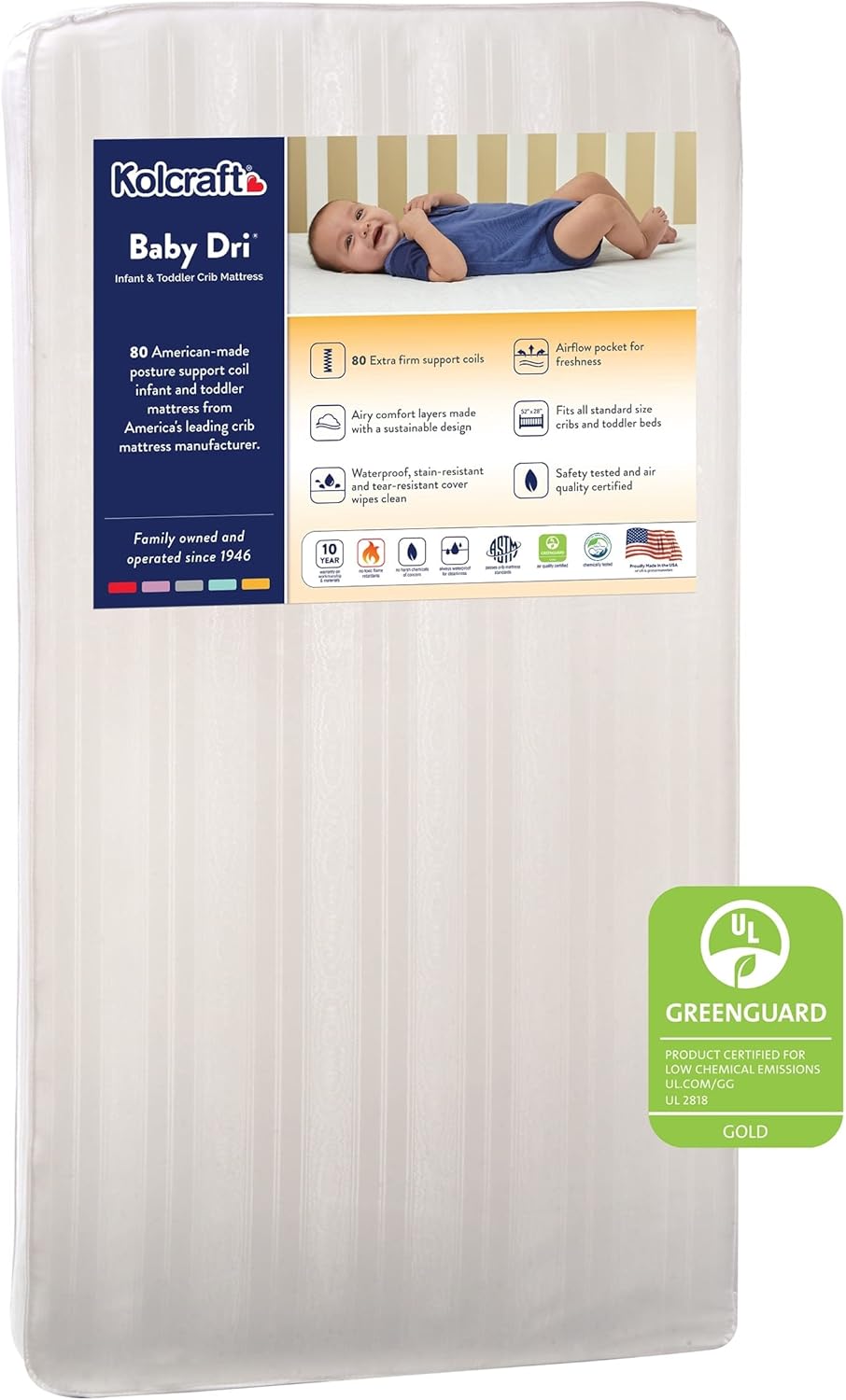 Kolcraft Baby Dri Crib & Toddler Mattress