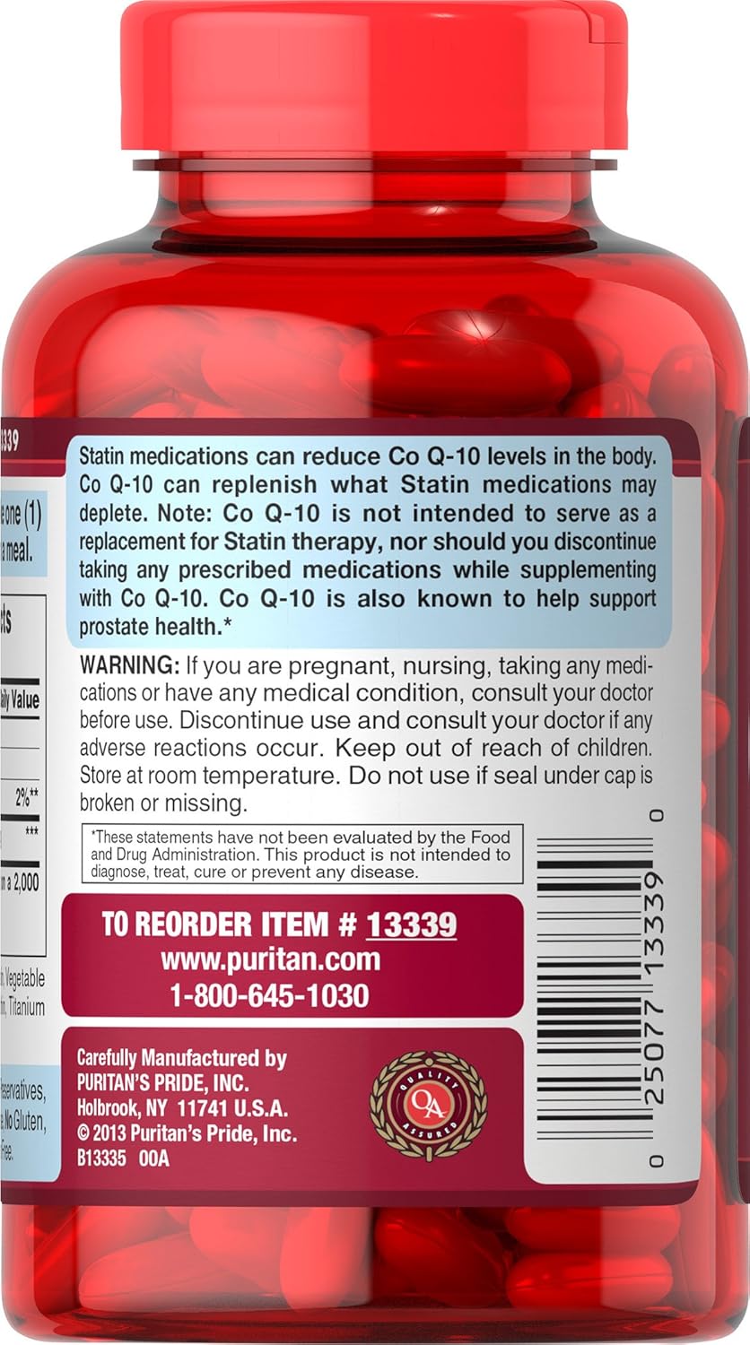Puritan's Pride Q-Sorb CoQ10 Softgels, 400 mg, 120 Count Z196