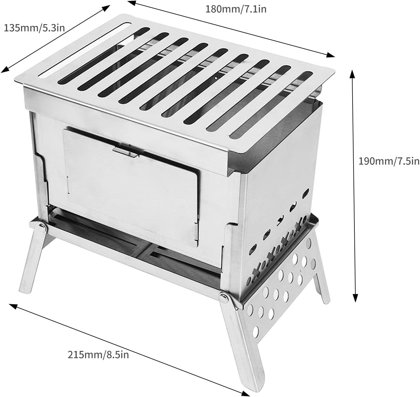 Folding Wood Burning Stove Stainless Steel Portable Camping BBQ Kit E546